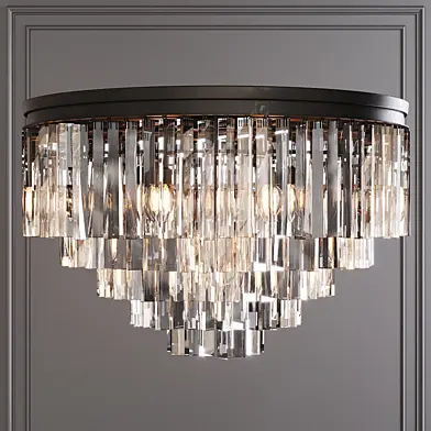Restoration Hardware 1920S ODEON CLEAR GLASS FRINGE 5-TIER FLUSHMOUNT Black