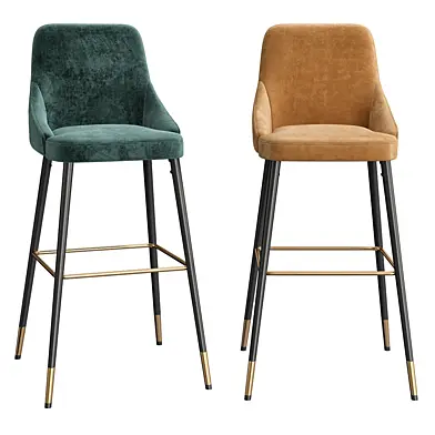 Green Velvet Modern Bar Stool
