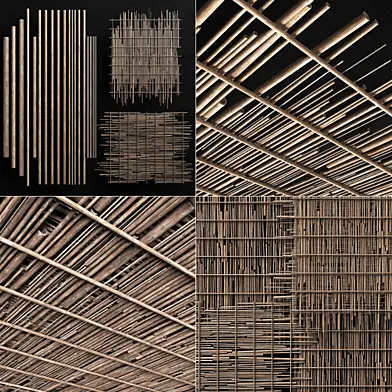 Ceiling round twig n1 / Потолок из круглых прутьев