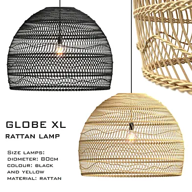 Wicker lamp globe xl