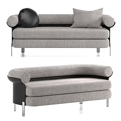 Sofa and circle leather pillow