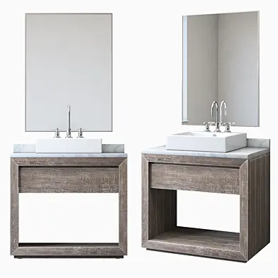 RECLAIMED RUSSIAN OAK SINGLE WASHSTAND - DECK MOUNT Gray