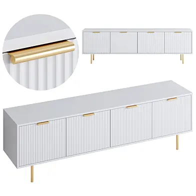 Quinn Lacquer Media Console - Haze/Antique Brass