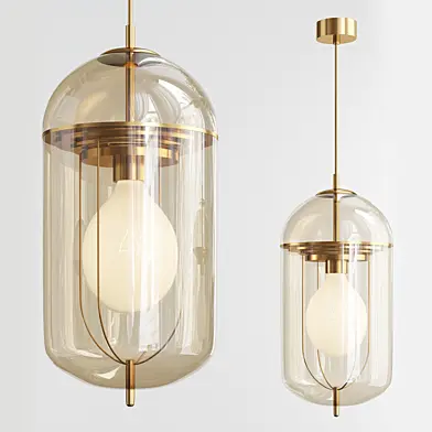 Elongated Glass and Bronze Pendant Lights
