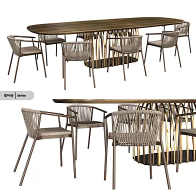 Dining table set with eight chairs