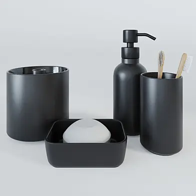 Pottery Barn matte black ceramic set