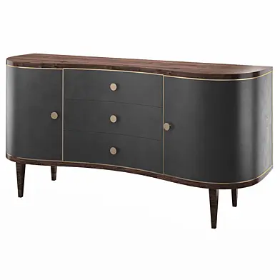 Modern Streamline Wide 3 Drawer Eucalyptus Wood Buffet Table