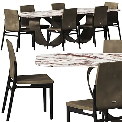 Cattelan Italia Butterfly Keramik and Ginevra Chair Dining Set