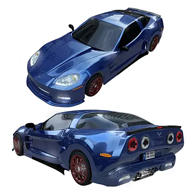 chevorlet corvet low poly-high poly