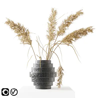 Black Vase with Pampas
