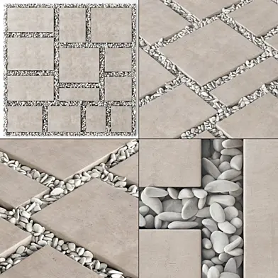 Paving tile square pebble n2 / Брусчатка квадрат из плит с галькой