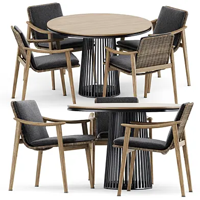 Fynn Outdoor chair by Minotti and Grid table by solpuri