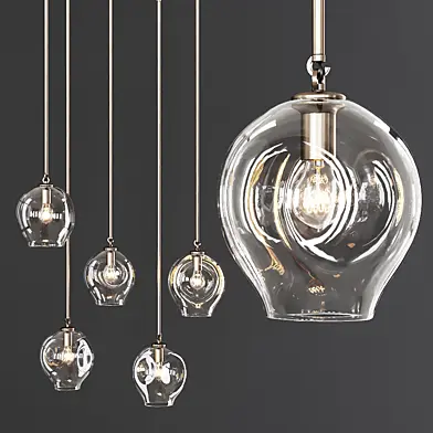 Small Bubble Pendant Vintage Brass and Clear Glass