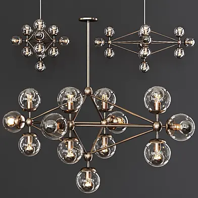 Modo Diamond Chandelier 13 Globes Bronze and Clear Glass