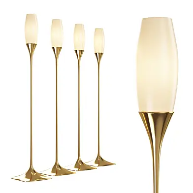 Tulip Floor Torchiere in Brass by Gerald Thurston for Laurel Lamp Company