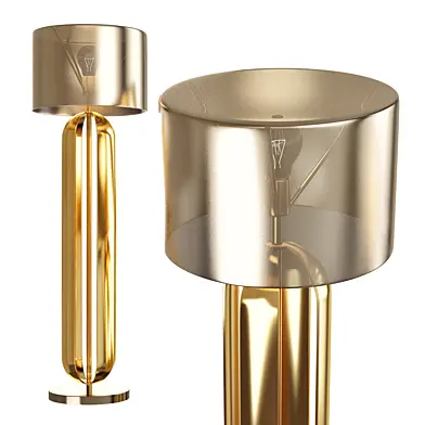 Floor Lamp with Bronzed Metal Frame & Linex Pyrex Glass Base in Bronzed Mirror