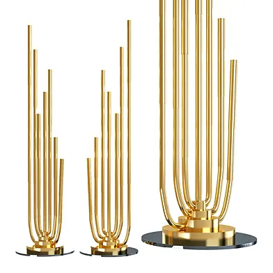 Stardust Floor Lamp in Brass and Steel with Pipe Arms
