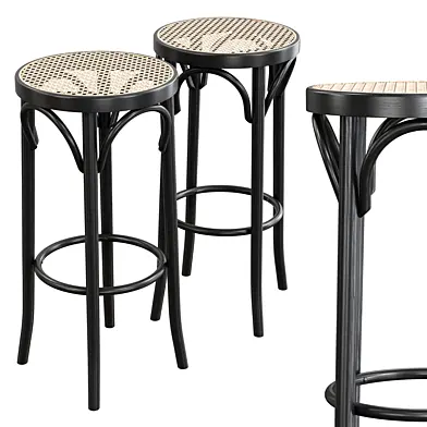 Pamono - Mid-Century Cane & Bentwood Stools by Michael Thonet