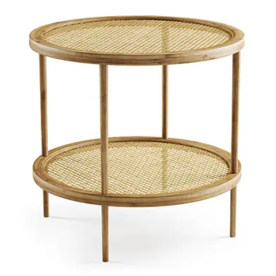 Double wooden rattan coffee table / Двойной кофейный столик из ротанга