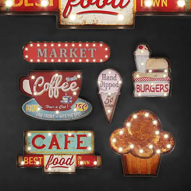 Lighted Metal sign Set 24