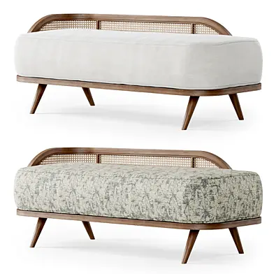 Garden ottoman LM / Деревянная банкетка из ротанга