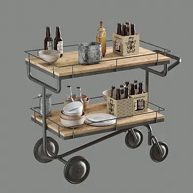 Industrial Vintage Bar Trolley Restaration Hardware