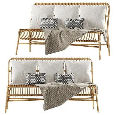 Valerie vintage rattan three-seater sofa / Трехместный диван из ротанга