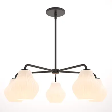 Sculptural Glass 5-Light Ribbed Chandelier - Champagne / West Elm