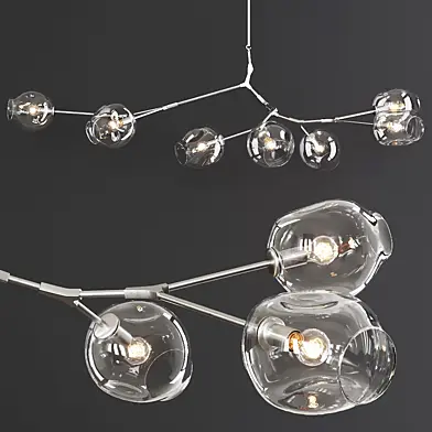 7-globe Branching Bubble Satin Nickel and Clear Glass