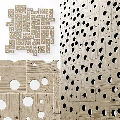 Panel wood board hole n1 / Панель из деревянных досок с отверстием №1