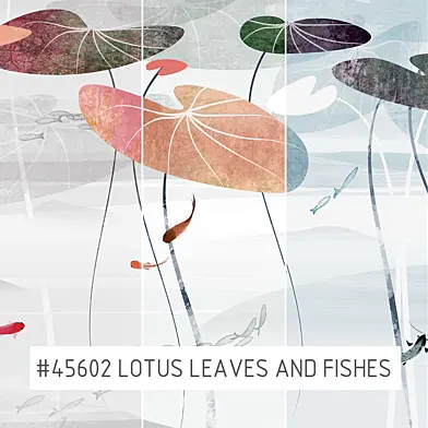 Creativille | Wallpapers | 45602 Lotus Leaves and Fishes