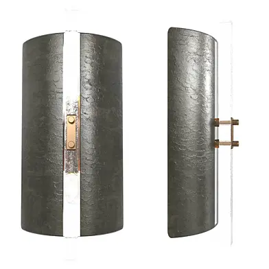 Scudo Sconce Champagne  Textured Murano Glass  White Gold Leaf  Brass Detailing