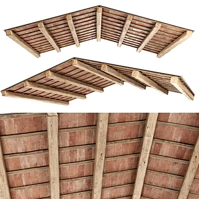Gable wooden ceiling / Двускатный деревянный потолок