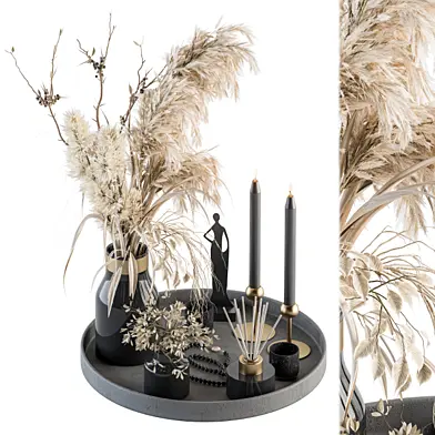 Decorative Set with Bouquet in Tray - Set 60