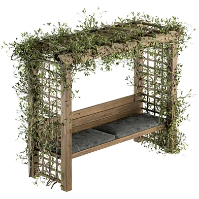 Ivy Plants on Pergola with Bench - Set 05