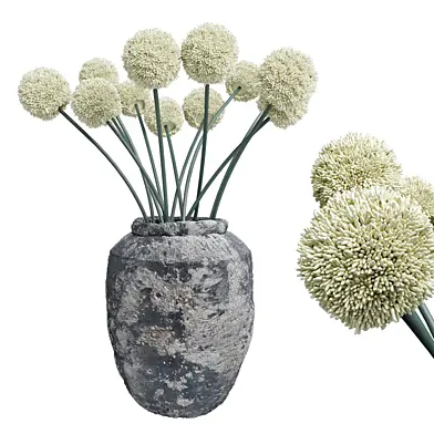 White Handmade Flowers Allium Vase