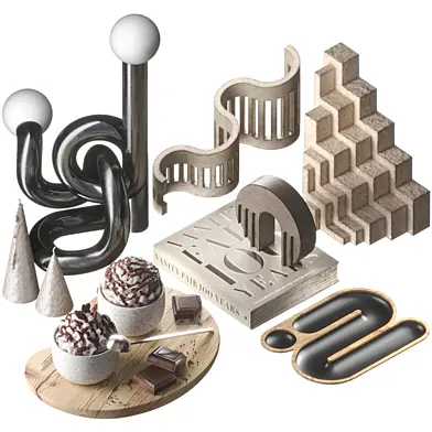 Decorative set 015 geometric shapes with coffee