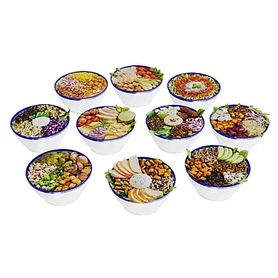 Bowls of mixed salades