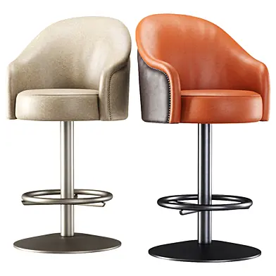 Amanda leather bar stool / Круглый кожаный барный стул