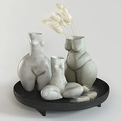 Decorative set woman vases