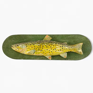 Antique Painted Carved Wood Fish Wall Sculpture 3