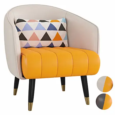 Homary-Microfiber Leather Upholstered Accent Chair Modern Accent Chair in Gold Black Legs