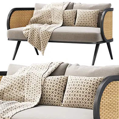 Victoria wooden rattan loveseat BA70 / Двухместный диван из ротанга