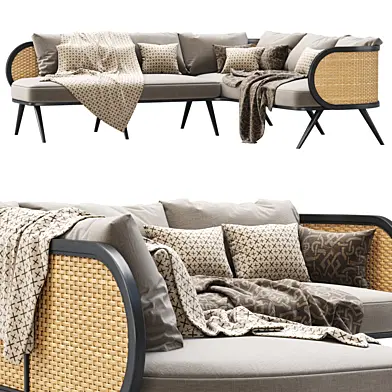 Victoria wooden rattan corner sofa BA70 / Угловой диван из ротанга