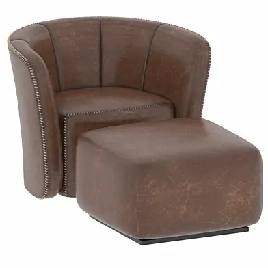 TOPPRO Leather Armchair and Pouf