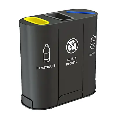 MALMO Office Waste Recycling Bin with 3 Containers