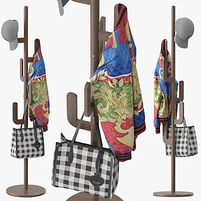 KASLANDI Wood Coat Rack Stand