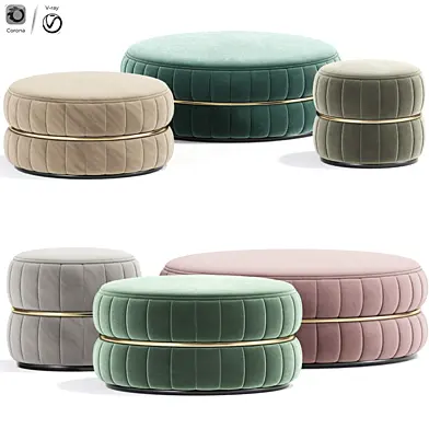 Tie Lilo Round Fabric Pouf Ottoman