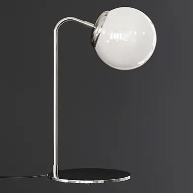 Modo Desk Lamp Polished Nickel and Cream Glass