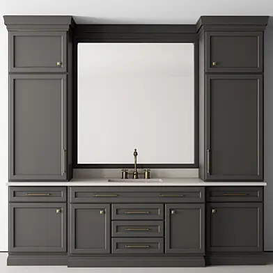 Bathroom Set Black and Cream Marble - Set 34